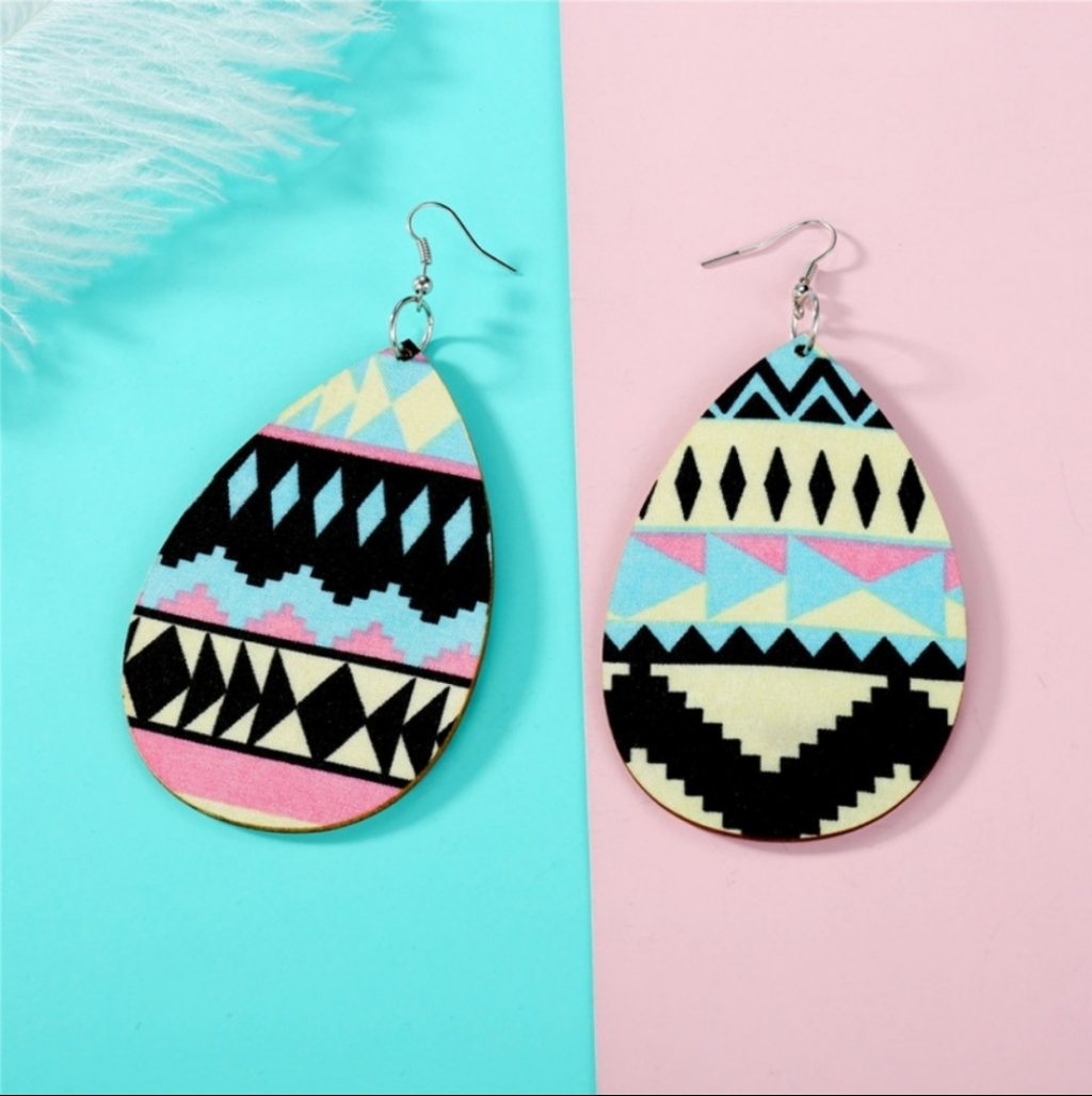 Aztec Print Teardrop Earrings!